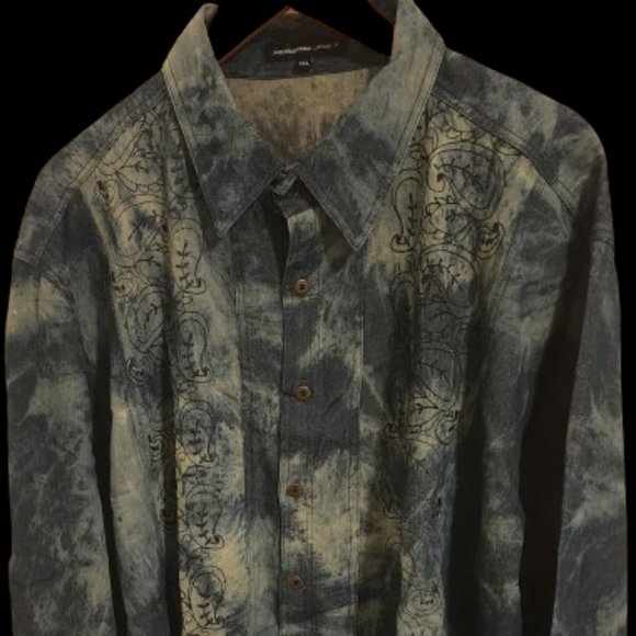 International Laundry Blue and Gray Patterned Button-Up Shirt (Size 3XL) - Picture 1 of 2